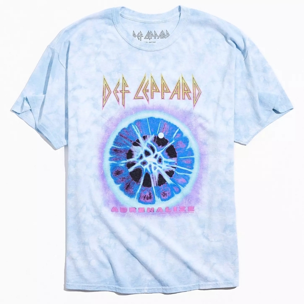 Urban Outfitters Large Def Leppard Tee Blue Sky Tie Dye Oversized Vintage Band